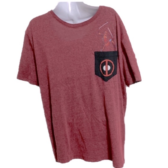 Marvel Comics Other - DEADPOOL Maroon Short Sleeve T-Shirt with Chest Pocket Mens Medium